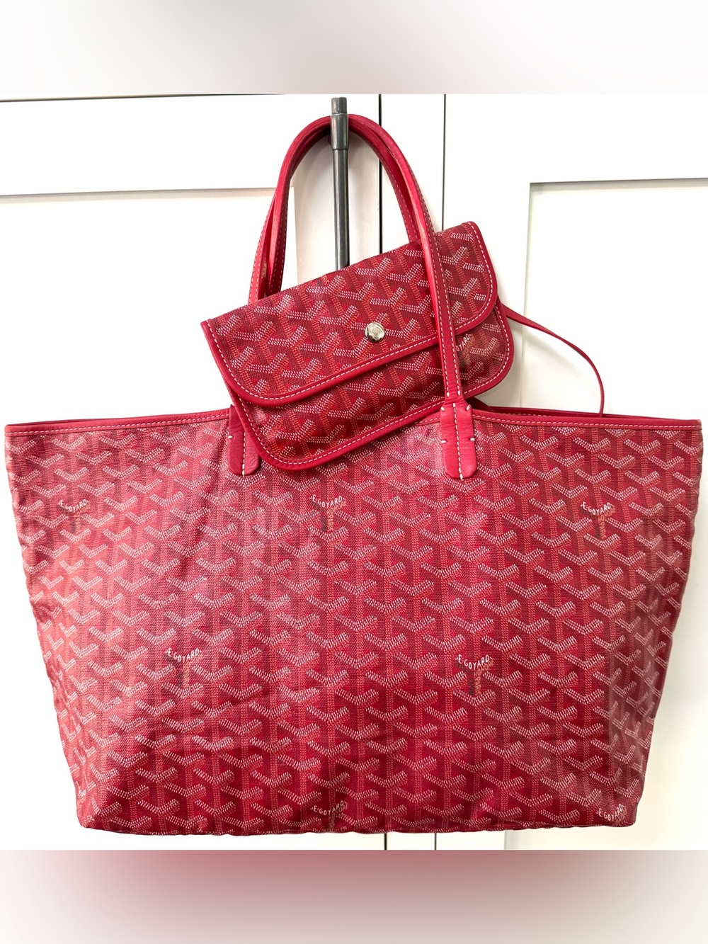 GOYARD Saint Louis PM Red Tote Bag w/ Pouch Authentic Special Color